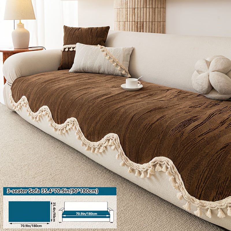 A Modern Solid Color Snow Velvet Ball Cushion - Ultra-Soft, Machine Washable, Non-Slip And Comfortable Sofa Seat Cushion for 1 to 4 People, Made of Polyester Blend, 8.82-10.58 oz Per Square Meter, Sofa Decoration, New Arrival