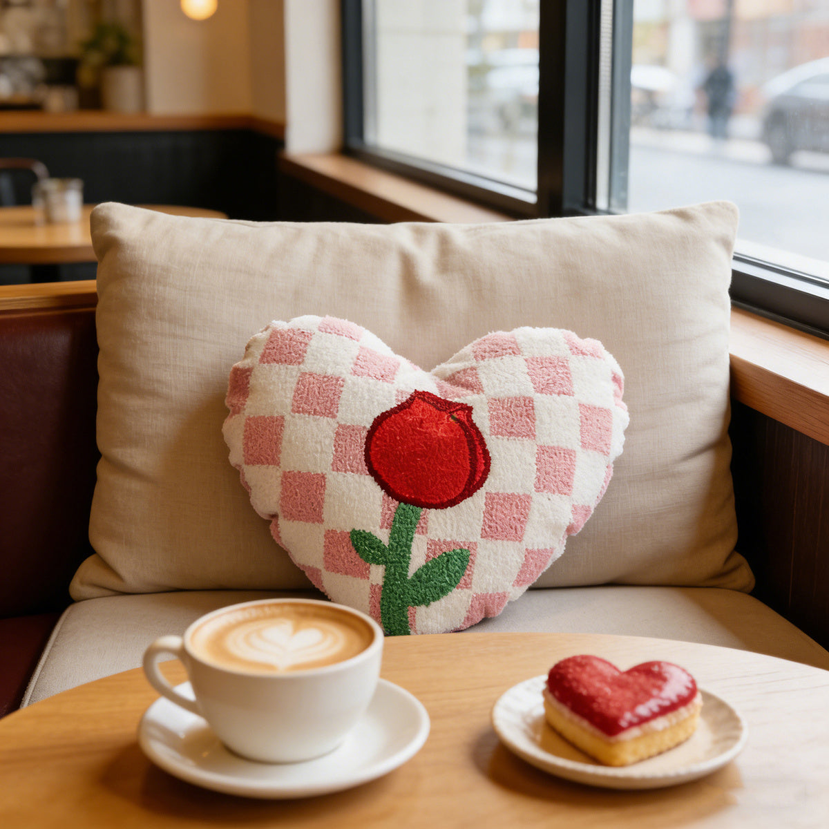 Heart Shaped Throw Pillow | Soft Valentines Decorative Stuffed Throw Cushion for Home Holiday Party Decor, Red Polyester, Contemporary Style, Zipper Closure, Multipurpose Use