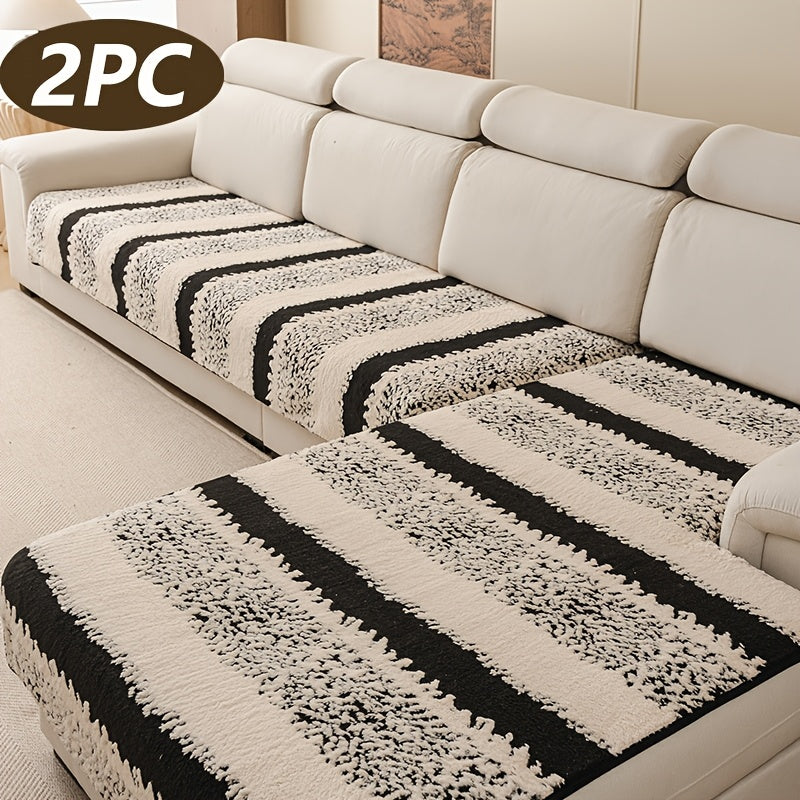 Shouguang2pcs Bohemian-Style Plush Sofa Cushions, Warm Sofa Covers for Autumn And Winter, Pet-Friendly, Furniture Protection Covers, Suitable for All Sofas, Machine Washable, Hand Washable, Ideal for Decorating Sofa Cushions in Living Rooms