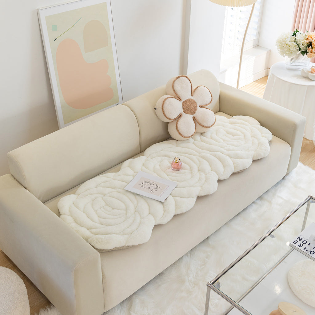 1pc Flower Plush Ins Style Thickened Cushion Bay Window Cushion Sofa Cushion