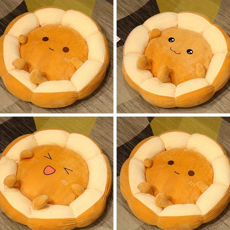 Soft Round Tatami Cushion | Suitable For Living Room, Bedroom, Meditation - Portable, Orange for home Decor - Easy Hand Wash Care - Comfortable, Great Gift For Family