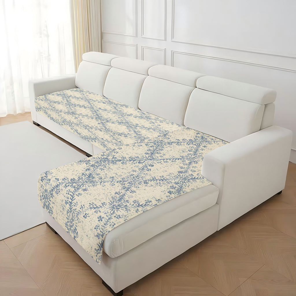 Printed Sofa Cushion, Light Blue Sofa Cushion, Vintage and Fresh, with Elegant Texture, Adding a Gentle and Artistic Atmosphere to the Sofa. All-season Sofa Cushion, Sofa Seat Cushion, Pet-scratch-resistant Sofa Cushion, Living Room and Office Sofa