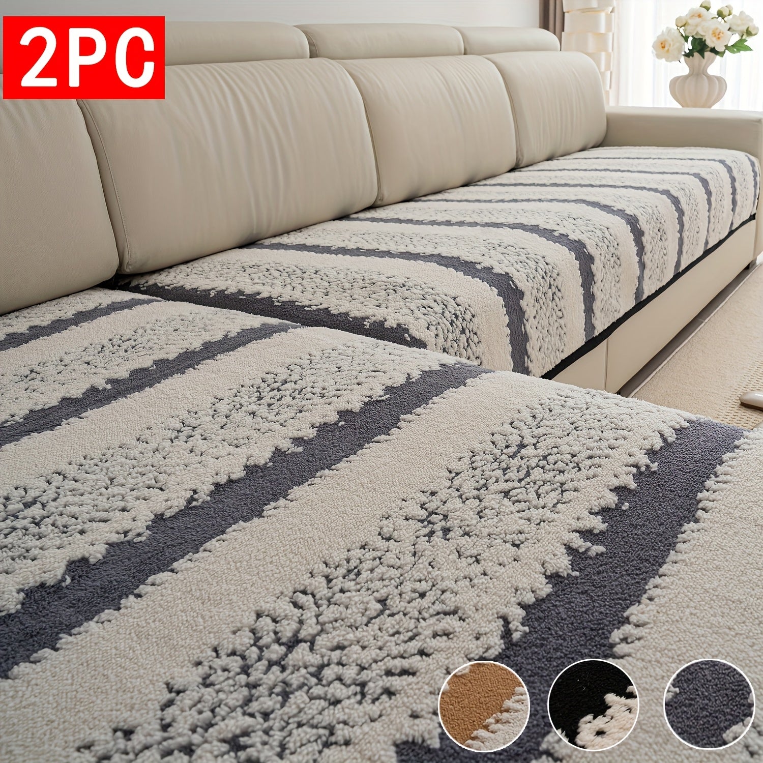 Shouguang2pcs Bohemian-Style Plush Sofa Cushions, Warm Sofa Covers for Autumn And Winter, Pet-Friendly, Furniture Protection Covers, Suitable for All Sofas, Machine Washable, Hand Washable, Ideal for Decorating Sofa Cushions in Living Rooms
