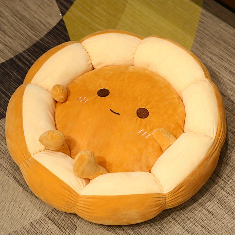 Soft Round Tatami Cushion | Suitable For Living Room, Bedroom, Meditation - Portable, Orange for home Decor - Easy Hand Wash Care - Comfortable, Great Gift For Family