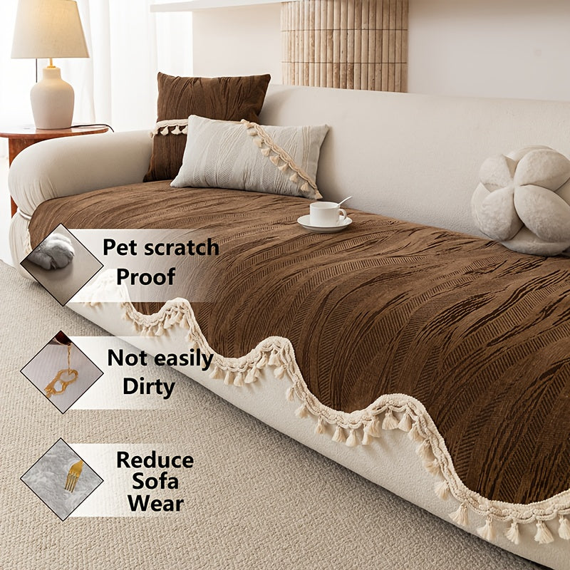 A Modern Solid Color Snow Velvet Ball Cushion - Ultra-Soft, Machine Washable, Non-Slip And Comfortable Sofa Seat Cushion for 1 to 4 People, Made of Polyester Blend, 8.82-10.58 oz Per Square Meter, Sofa Decoration, New Arrival