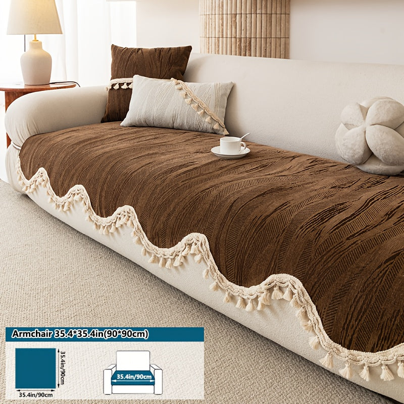 A Modern Solid Color Snow Velvet Ball Cushion - Ultra-Soft, Machine Washable, Non-Slip And Comfortable Sofa Seat Cushion for 1 to 4 People, Made of Polyester Blend, 8.82-10.58 oz Per Square Meter, Sofa Decoration, New Arrival