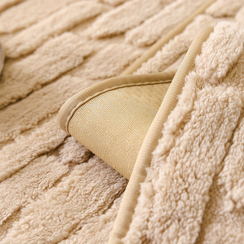 1pc AICHO HOUSE Plush Sofa Cushion - Luxury Jacquard Gray\u002FBeige\u002FWhite\u002FBlack, Soft Warm All- Fit for 1\u002F2\u002F3\u002F4-Seater Couches, Machine Washable Modern Bedspread-Style Cushion (Compatible with Sectional Sofas)