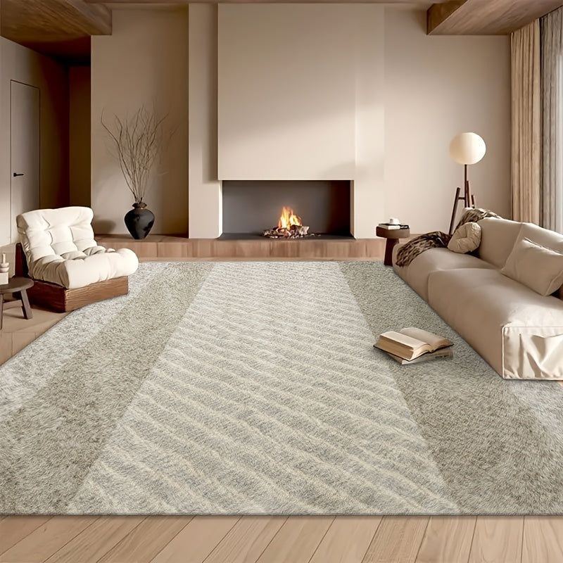 One Piece of a Contemporary Abstract Area Rug Featuring a Chic Geometric Pattern in Gentle Beige And Cream Shades. This Soft And Comfortable Indoor Carpet Is Ideal for Your Living Room, Bedroom