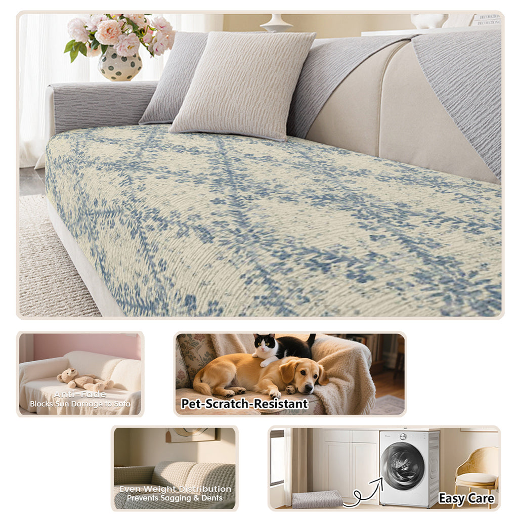 Printed Sofa Cushion, Light Blue Sofa Cushion, Vintage and Fresh, with Elegant Texture, Adding a Gentle and Artistic Atmosphere to the Sofa. All-season Sofa Cushion, Sofa Seat Cushion, Pet-scratch-resistant Sofa Cushion, Living Room and Office Sofa