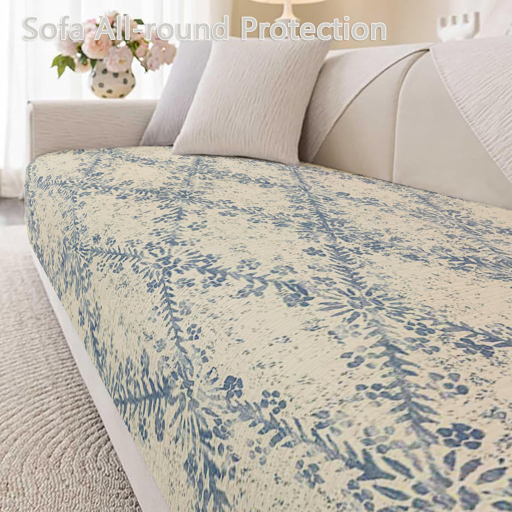 Printed Sofa Cushion, Light Blue Sofa Cushion, Vintage and Fresh, with Elegant Texture, Adding a Gentle and Artistic Atmosphere to the Sofa. All-season Sofa Cushion, Sofa Seat Cushion, Pet-scratch-resistant Sofa Cushion, Living Room and Office Sofa