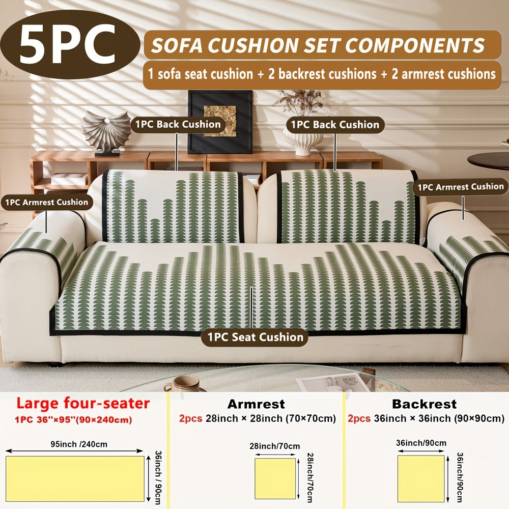 Diechuan 5pcs Bohemian Style Sofa Cushion, 1 Sofa Seat Cushion\u002F2 Backrest Cushions\u002F2 Armrest Cushions, Universal Sofa Cover for All Seasons, Pet Friendly, Furniture Protection, Suitable for All Sofas, Machine Washable, Living Room, Bedroom