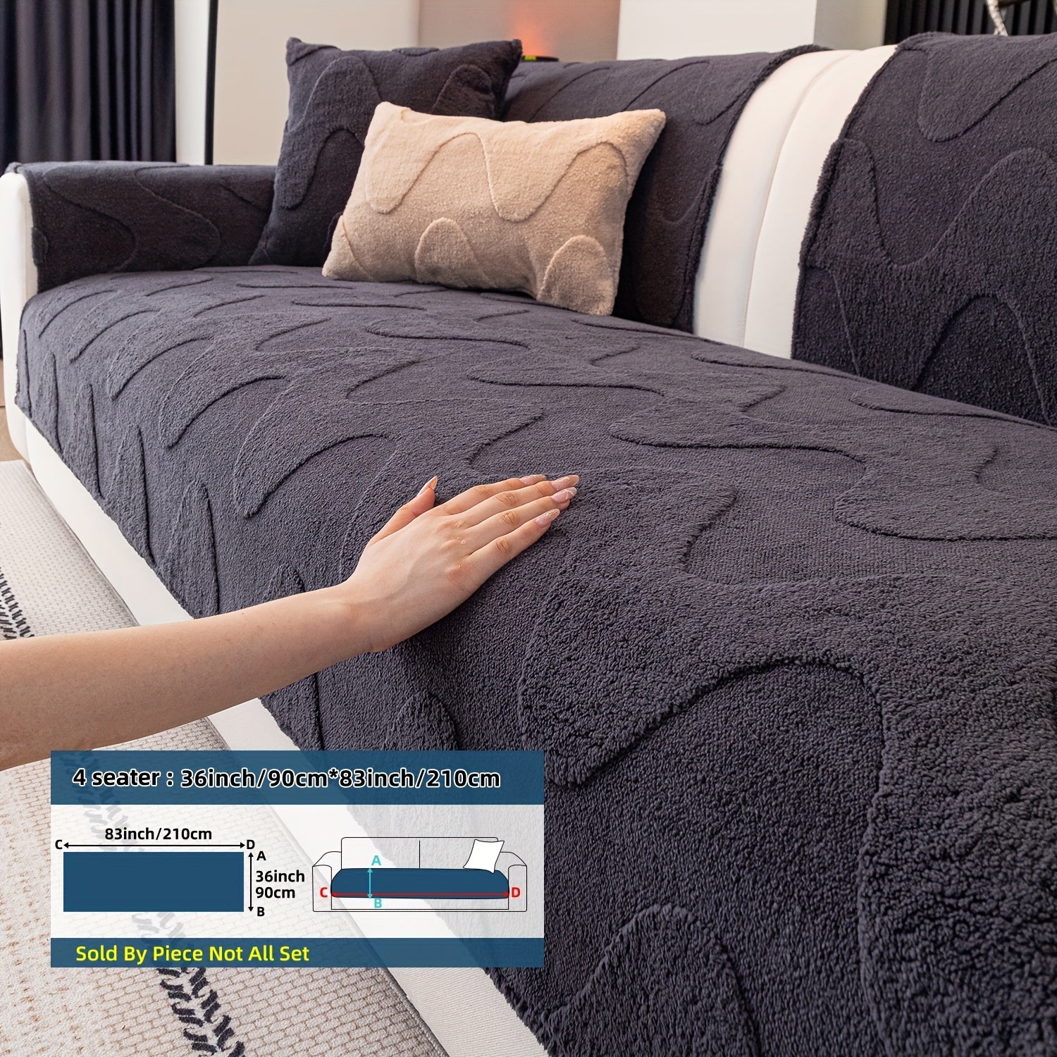 New Autumn And Winter Product: a Thick Cream-Colored Sofa Cushion with a Non-Slip Design, Creating a Luxurious Feel Suitable for Living Room Sofas