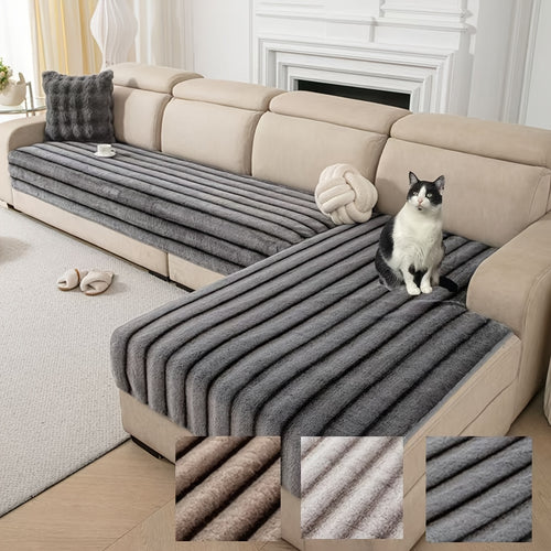 1pc Thick Plush Winter Chaise Sofa Cushion | Full Coverage, Non-Slip, Stretch Base, Soft, Warm, Machine Washable, Multi-Color, Modern Easy, Multi-Use for Living Room and Bedroom, Home Decor