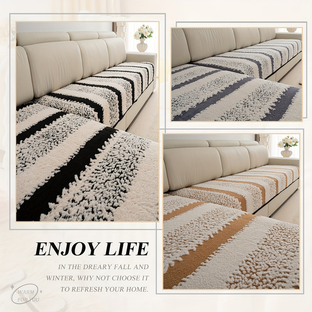 Shouguang2pcs Bohemian-Style Plush Sofa Cushions, Warm Sofa Covers for Autumn And Winter, Pet-Friendly, Furniture Protection Covers, Suitable for All Sofas, Machine Washable, Hand Washable, Ideal for Decorating Sofa Cushions in Living Rooms