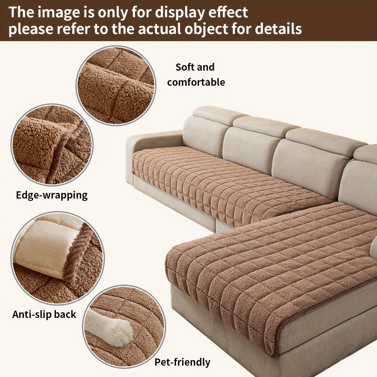 Set of 2 Plush Sofa Cushions for Autumn And Winter, Made of Fleece Fabric, Featuring Quilted Craftsmanship, Thick And Soft Plush for Excellent Warmth, Designed for Corner Sofas, Pet-Friendly, Washable, Perfect for Home Living Room Decor