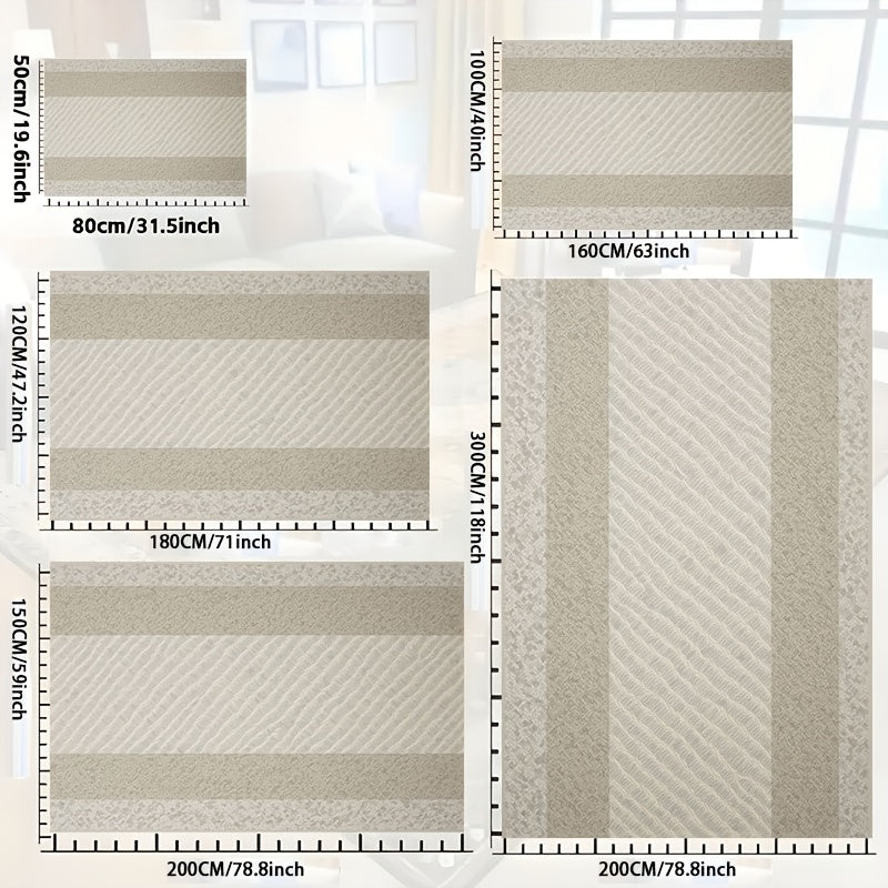 One Piece of a Contemporary Abstract Area Rug Featuring a Chic Geometric Pattern in Gentle Beige And Cream Shades. This Soft And Comfortable Indoor Carpet Is Ideal for Your Living Room, Bedroom