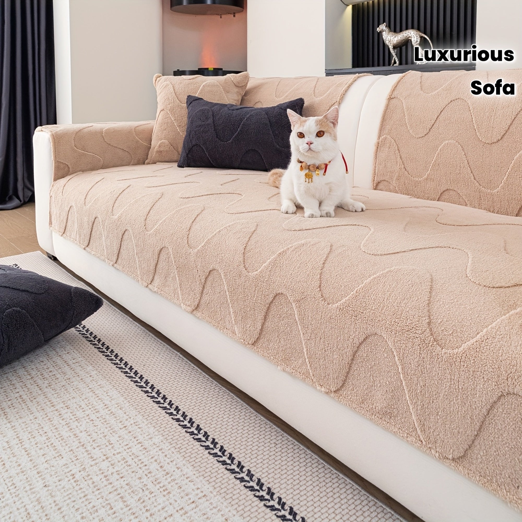 New Autumn And Winter Product: a Thick Cream-Colored Sofa Cushion with a Non-Slip Design, Creating a Luxurious Feel Suitable for Living Room Sofas