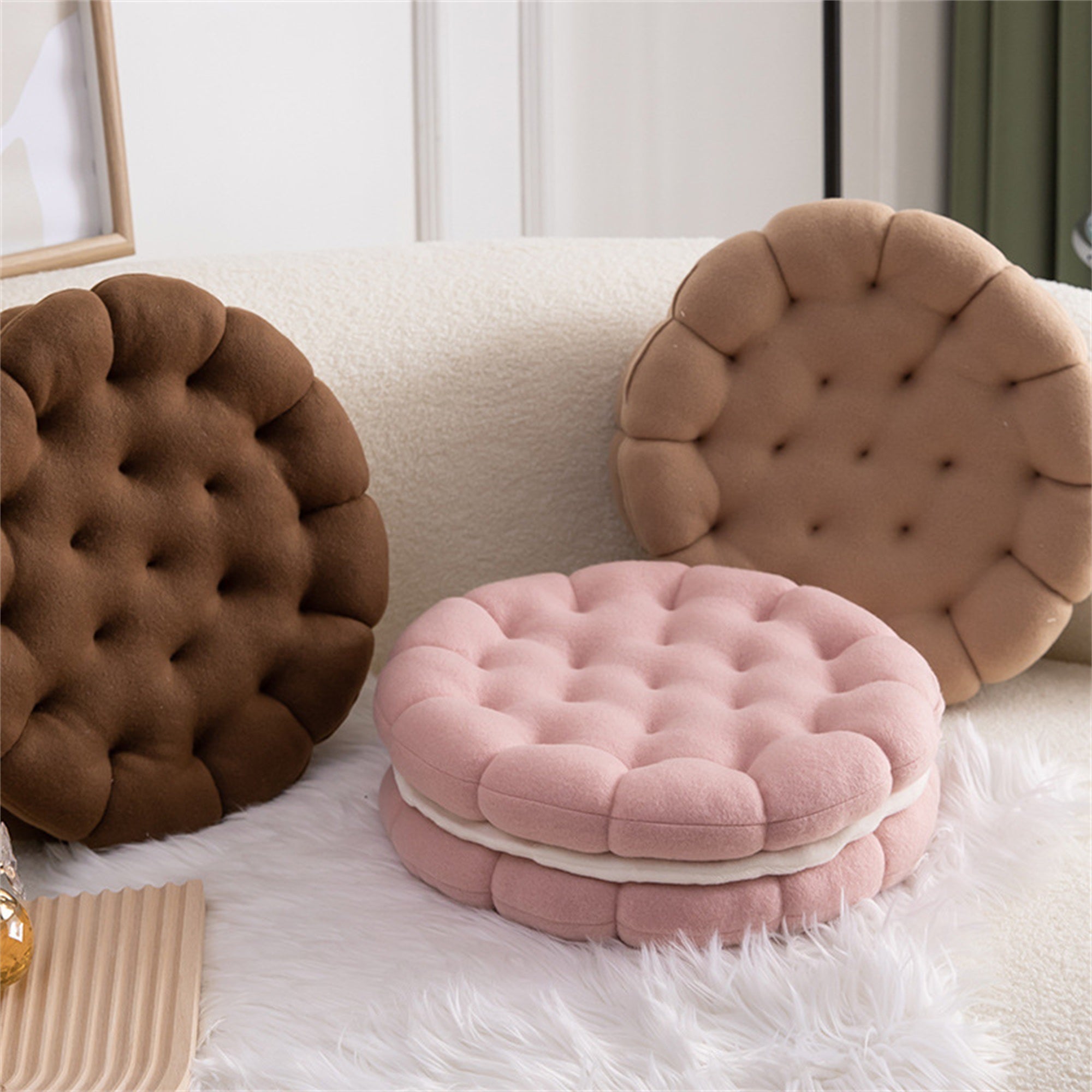 Sandwich Cookie Pillow | Creative and Cute Plush Sofa Cushion, Throw Pillow, Hip Pad, Floor Pad | Non- Fabric, Hand Wash Only, Brand: NEULRY