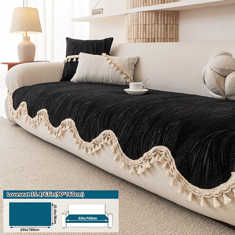 A Modern Solid Color Snow Velvet Ball Cushion - Ultra-Soft, Machine Washable, Non-Slip And Comfortable Sofa Seat Cushion for 1 to 4 People, Made of Polyester Blend, 8.82-10.58 oz Per Square Meter, Sofa Decoration, New Arrival