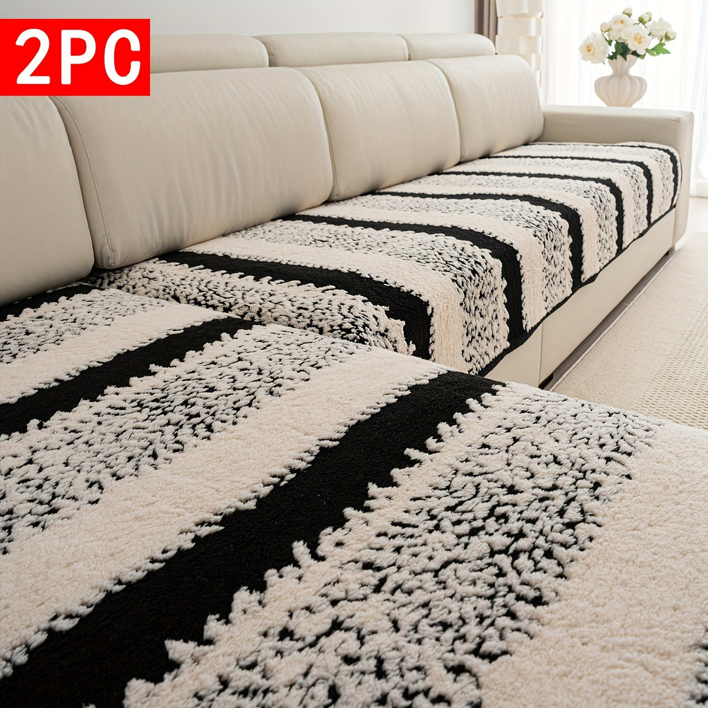 Shouguang2pcs Bohemian-Style Plush Sofa Cushions, Warm Sofa Covers for Autumn And Winter, Pet-Friendly, Furniture Protection Covers, Suitable for All Sofas, Machine Washable, Hand Washable, Ideal for Decorating Sofa Cushions in Living Rooms