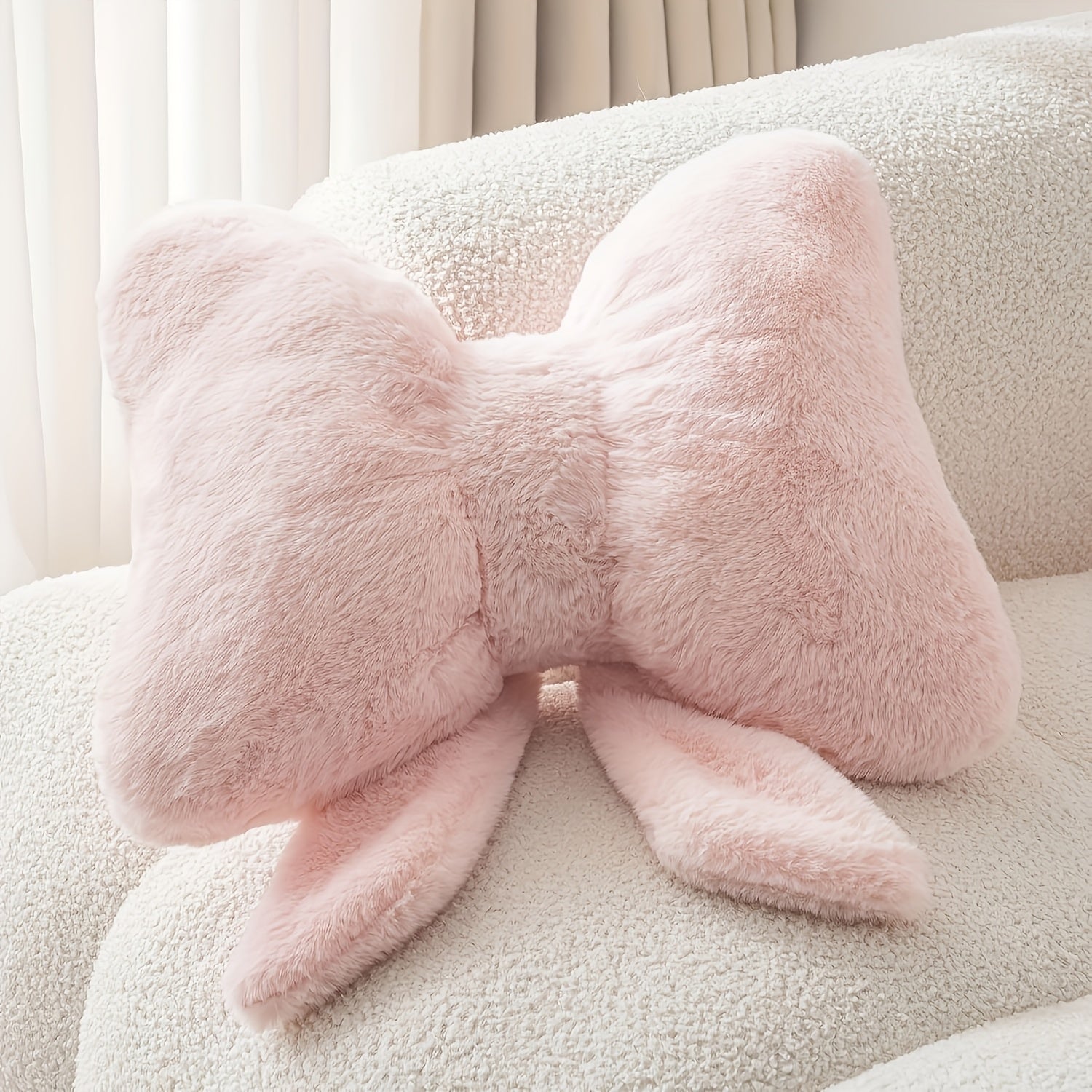 Adorable Bow Pillow Soft, Skin-Friendly, Machine\u002FHand Washable Cushion Pink & White Dual-Color Options Sweetheart Pillow for Bedroom & Sofa Decorative Cushion Perfect Holiday Gift Room Soft Furnishing Decor