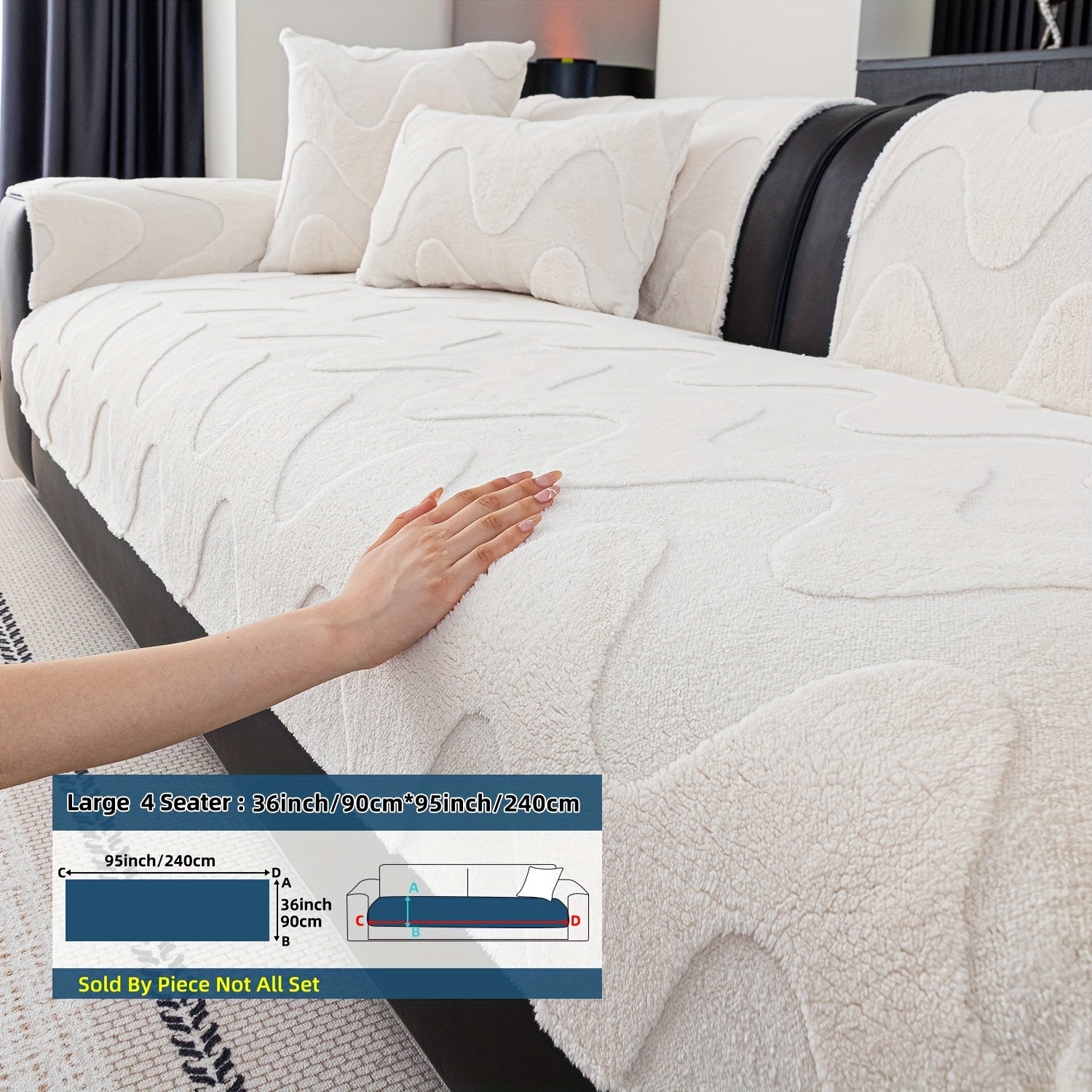 New Autumn And Winter Product: a Thick Cream-Colored Sofa Cushion with a Non-Slip Design, Creating a Luxurious Feel Suitable for Living Room Sofas