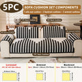 Diechuan 5pcs Bohemian Style Sofa Cushion, 1 Sofa Seat Cushion\u002F2 Backrest Cushions\u002F2 Armrest Cushions, Universal Sofa Cover for All Seasons, Pet Friendly, Furniture Protection, Suitable for All Sofas, Machine Washable, Living Room, Bedroom