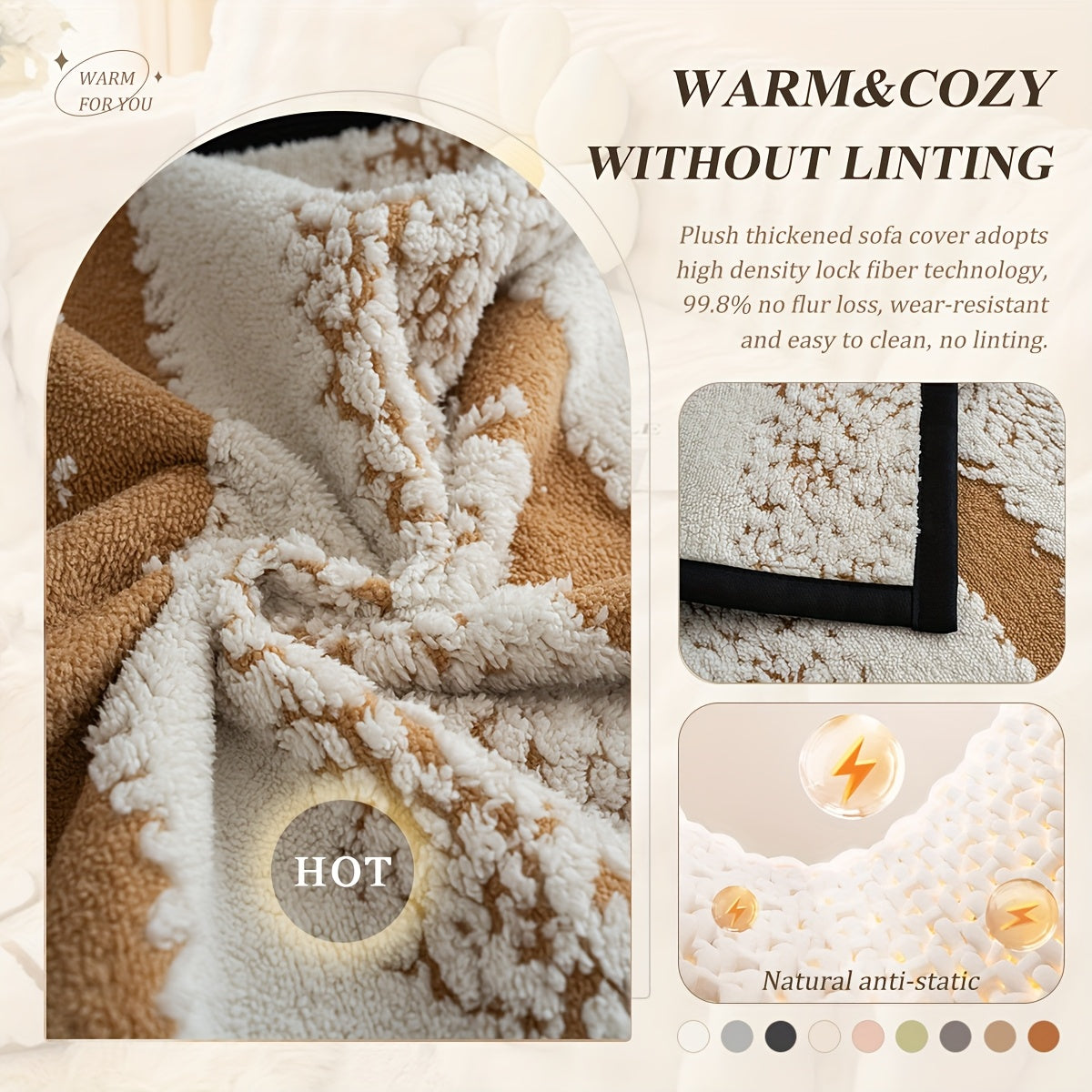 Shouguang2pcs Bohemian-Style Plush Sofa Cushions, Warm Sofa Covers for Autumn And Winter, Pet-Friendly, Furniture Protection Covers, Suitable for All Sofas, Machine Washable, Hand Washable, Ideal for Decorating Sofa Cushions in Living Rooms