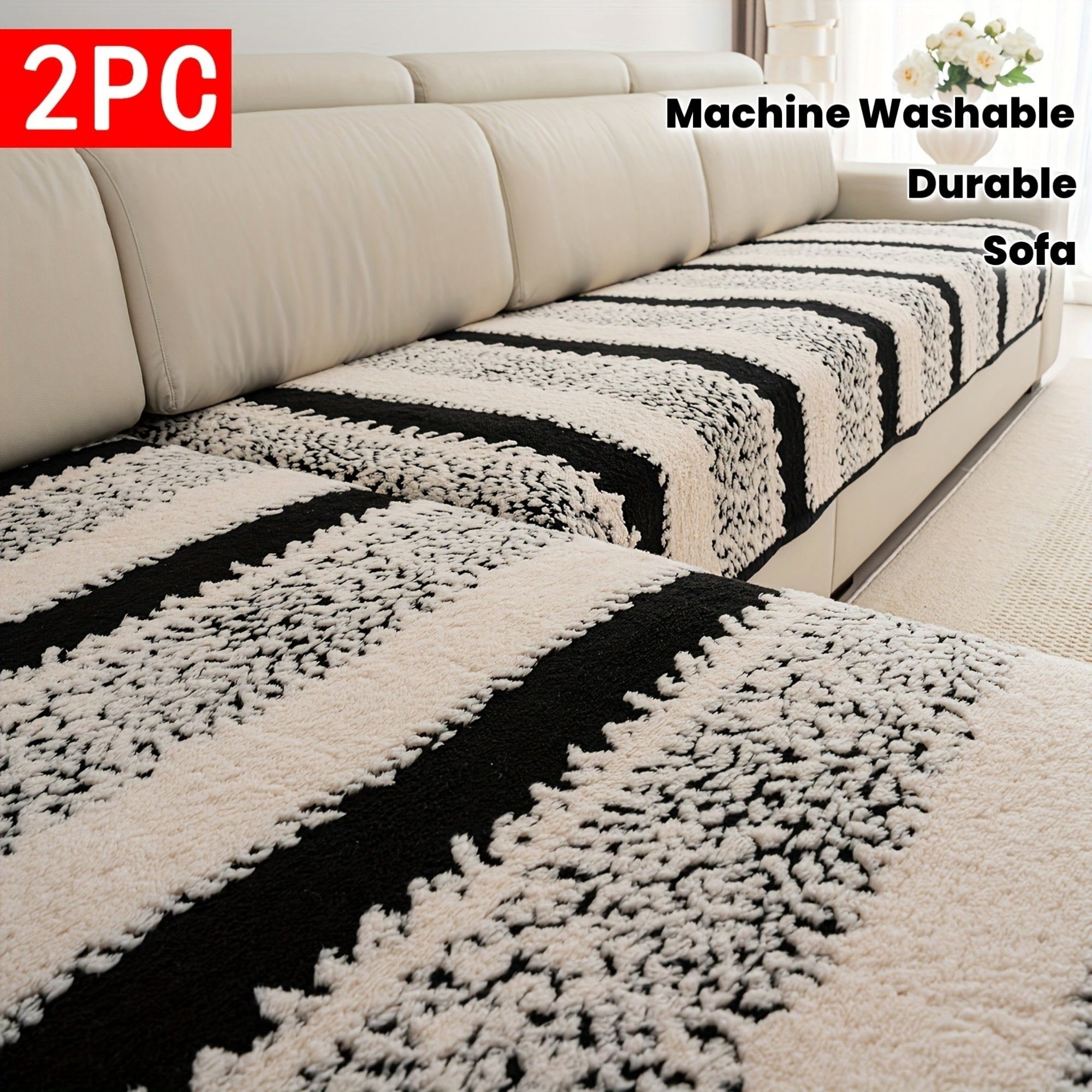 Shouguang2pcs Bohemian-Style Plush Sofa Cushions, Warm Sofa Covers for Autumn And Winter, Pet-Friendly, Furniture Protection Covers, Suitable for All Sofas, Machine Washable, Hand Washable, Ideal for Decorating Sofa Cushions in Living Rooms