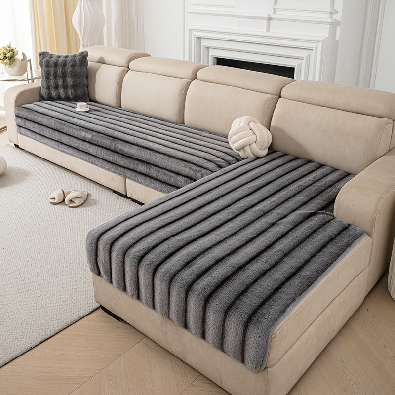 1pc Thick Plush Winter Chaise Sofa Cushion | Full Coverage, Non-Slip, Stretch Base, Soft, Warm, Machine Washable, Multi-Color, Modern Easy, Multi-Use for Living Room and Bedroom, Home Decor