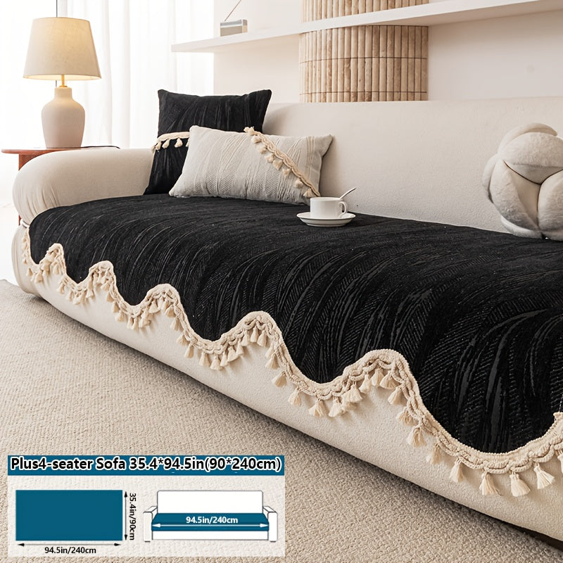 A Modern Solid Color Snow Velvet Ball Cushion - Ultra-Soft, Machine Washable, Non-Slip And Comfortable Sofa Seat Cushion for 1 to 4 People, Made of Polyester Blend, 8.82-10.58 oz Per Square Meter, Sofa Decoration, New Arrival