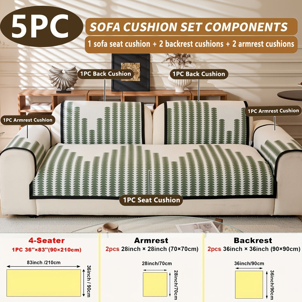 Diechuan 5pcs Bohemian Style Sofa Cushion, 1 Sofa Seat Cushion\u002F2 Backrest Cushions\u002F2 Armrest Cushions, Universal Sofa Cover for All Seasons, Pet Friendly, Furniture Protection, Suitable for All Sofas, Machine Washable, Living Room, Bedroom