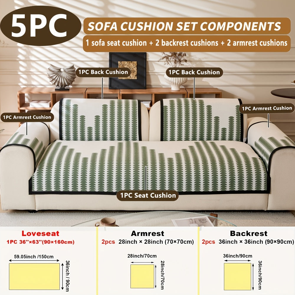 Diechuan 5pcs Bohemian Style Sofa Cushion, 1 Sofa Seat Cushion\u002F2 Backrest Cushions\u002F2 Armrest Cushions, Universal Sofa Cover for All Seasons, Pet Friendly, Furniture Protection, Suitable for All Sofas, Machine Washable, Living Room, Bedroom