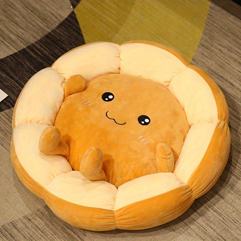 Soft Round Tatami Cushion | Suitable For Living Room, Bedroom, Meditation - Portable, Orange for home Decor - Easy Hand Wash Care - Comfortable, Great Gift For Family