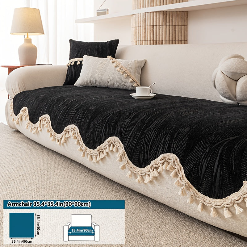 A Modern Solid Color Snow Velvet Ball Cushion - Ultra-Soft, Machine Washable, Non-Slip And Comfortable Sofa Seat Cushion for 1 to 4 People, Made of Polyester Blend, 8.82-10.58 oz Per Square Meter, Sofa Decoration, New Arrival