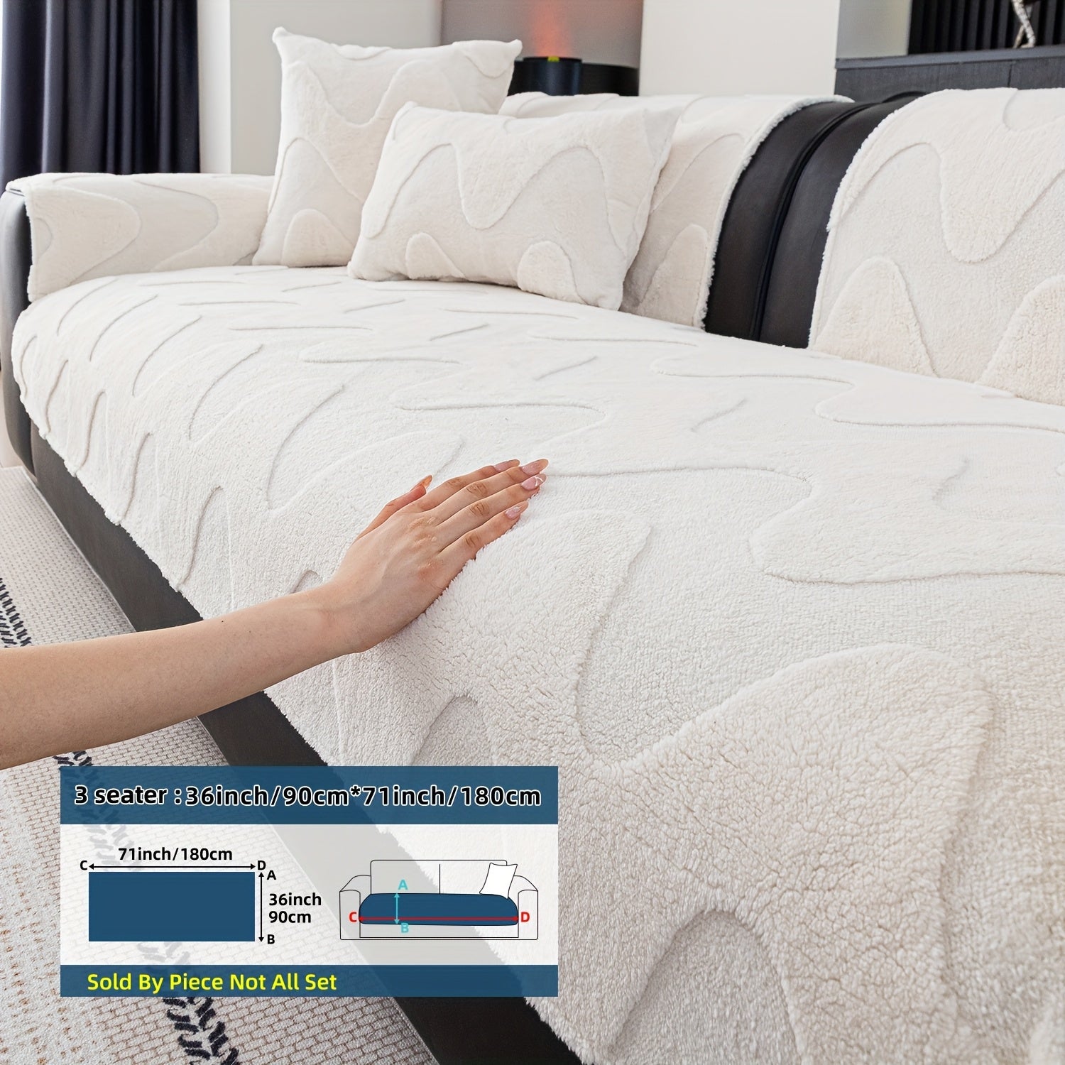 New Autumn And Winter Product: a Thick Cream-Colored Sofa Cushion with a Non-Slip Design, Creating a Luxurious Feel Suitable for Living Room Sofas